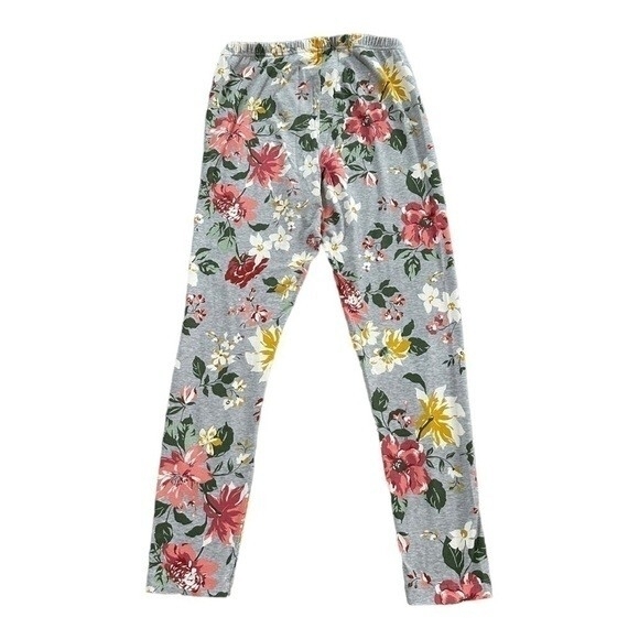 Old Navy Women's Floral Leggings L Grey Purple White Full Length Stretch G+ - Picture 3 of 4
